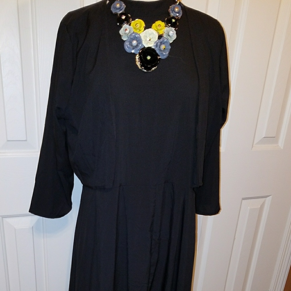☆Rotita XL black hi/lo sleeveless dress/bolero
